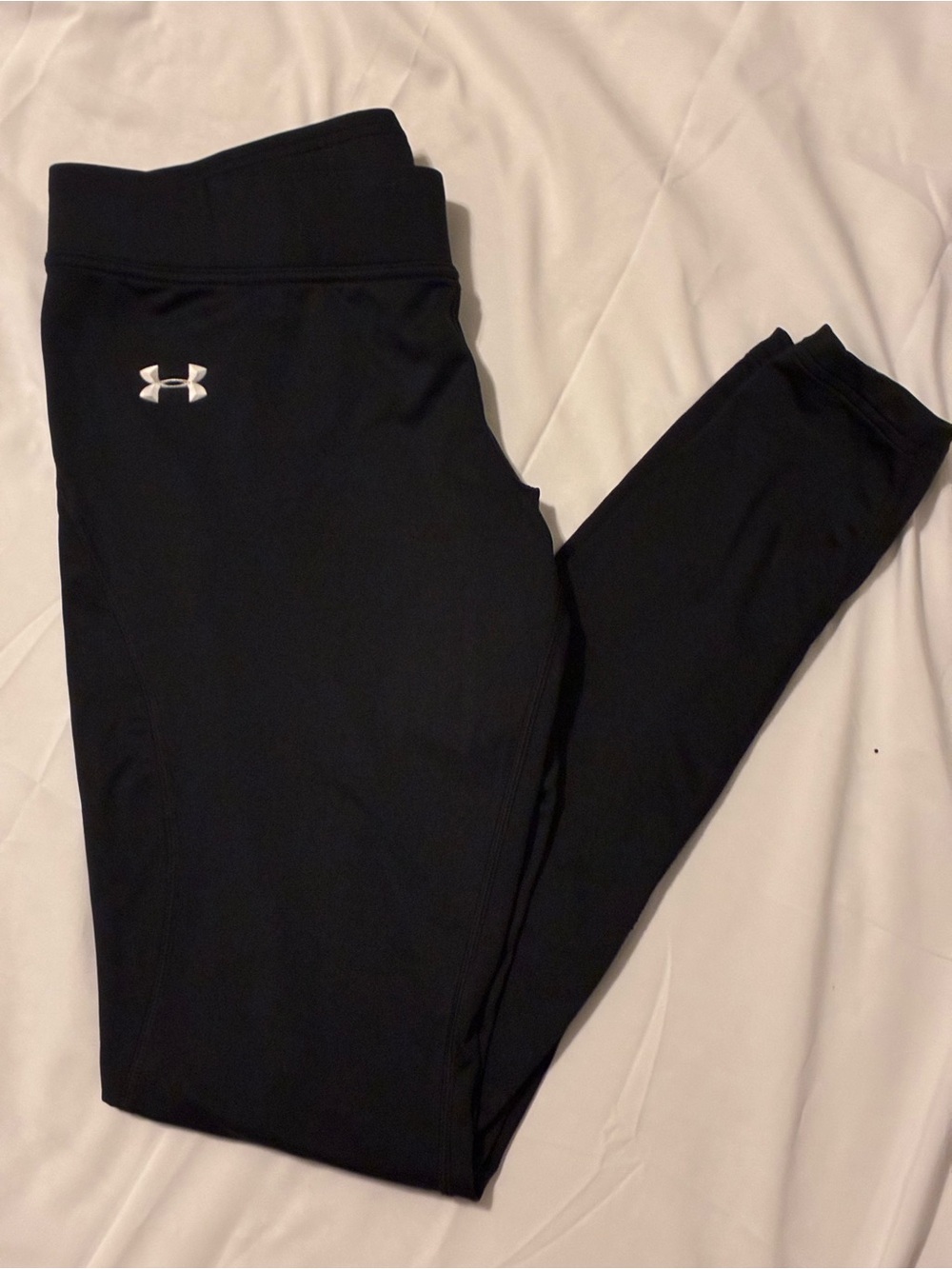 Under Armour ColdGear Black Performance Leggings with White Logo